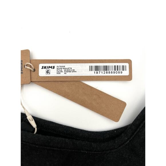 Skims XS Scoop Bralette Cropped Tank Top in Washed Onyx Black NWT Brand New - Picture 3 of 7